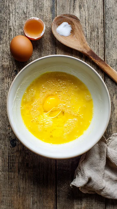 Взбивание яиц с солью миксером до легкой пены