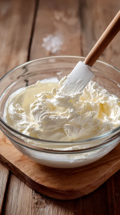 Взбить маскарпоне с пудрой, вмешать кокосовую массу